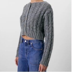 GAP x Cult Gaia Charcoal Gray Button-Up Cardigan Sweater Sz Large